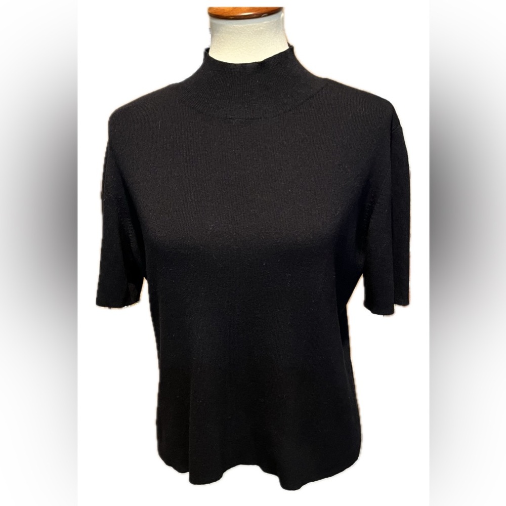 Caslon short sleeve mock neck sweater L petite Career wear